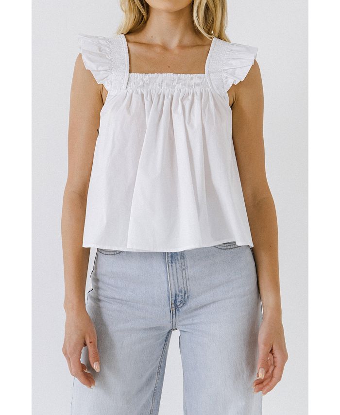 English Factory Women's Ruffle Detail Top - Macy's