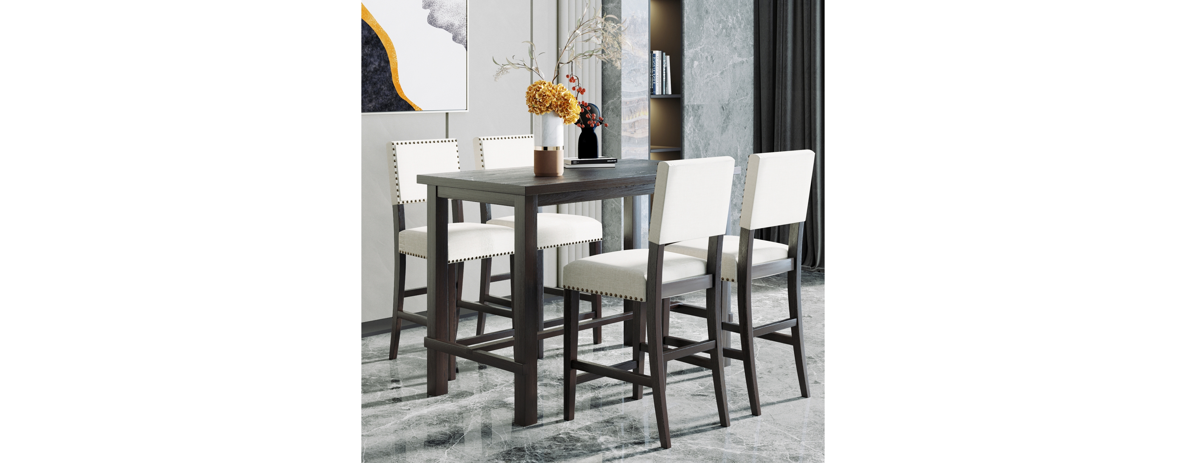 Streamdale 5-Piece Espresso Counter Height Dining Set
