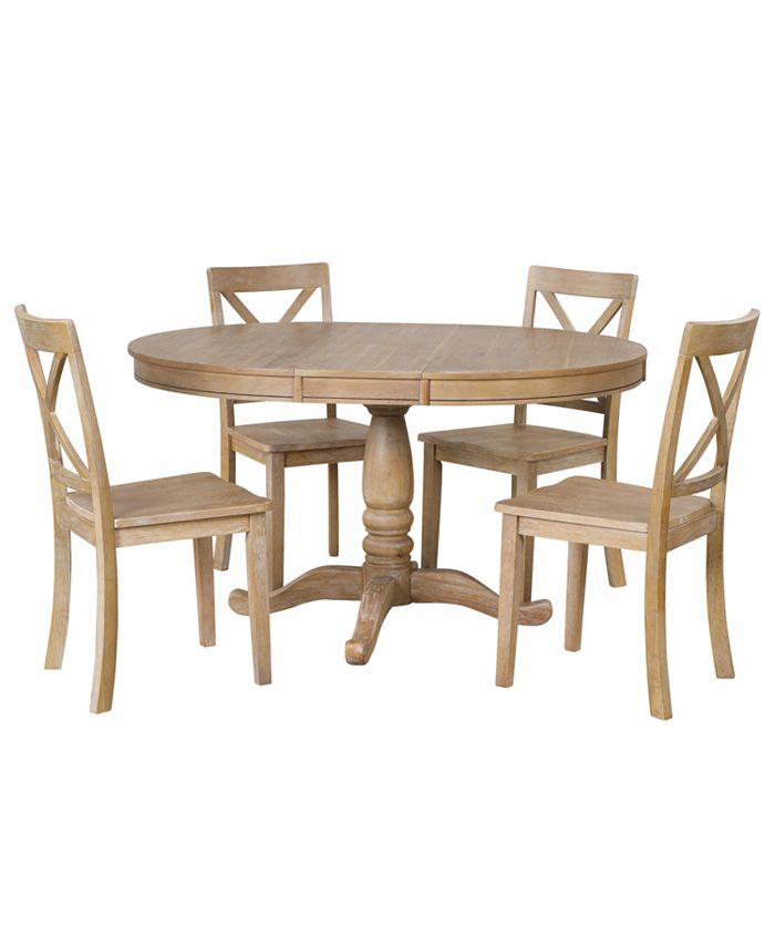 Simplie Fun Modern Dining Table Set for 4, Round Table and 4 Kitchen