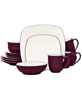 Noritake Colorwave Square Burgundy Dinnerware Set, Service