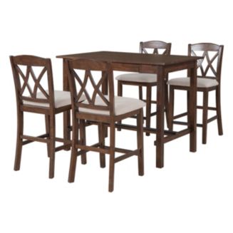 Simplie Fun Casual Counter Height Wood 5-Piece Dining Table Set with 4 ...