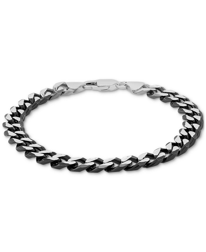 Italian Silver Men's Curb Link Chain Bracelet in Sterling Silver
