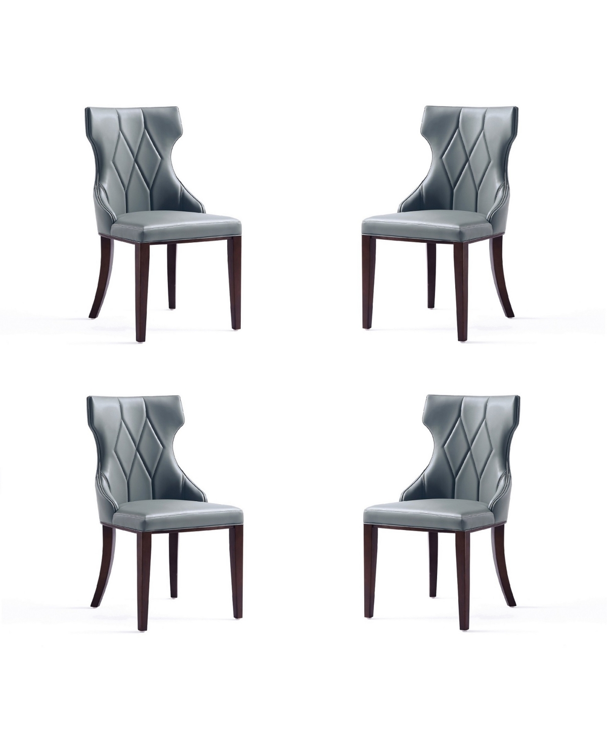 Manhattan Comfort Reine 4-piece Beech Wood Faux Leather Upholstered Dining Chair Set In Pebble Gray