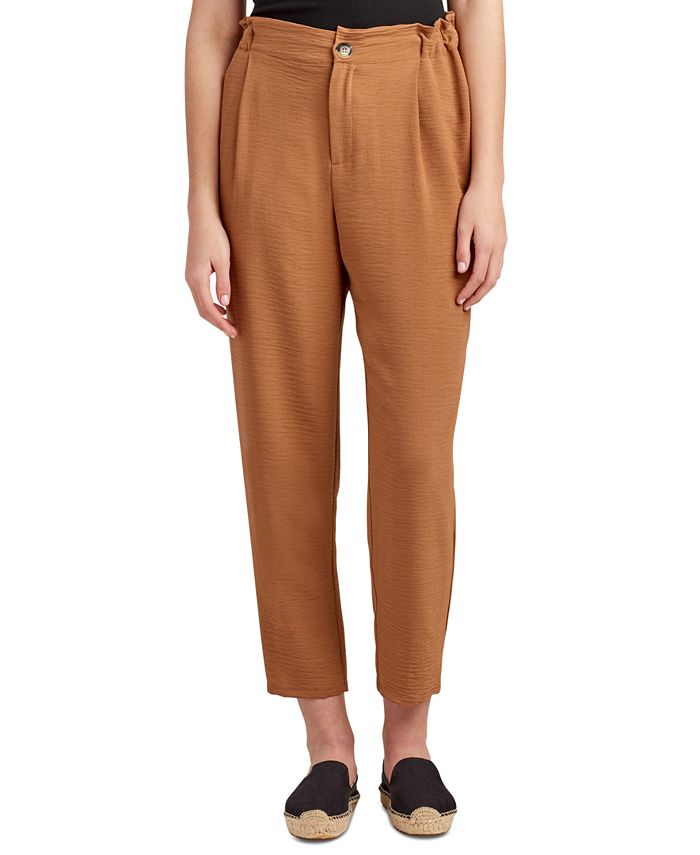 BCX Juniors' Airflow Textured High-Rise Paper-Bag-Waist Pants - Macy's