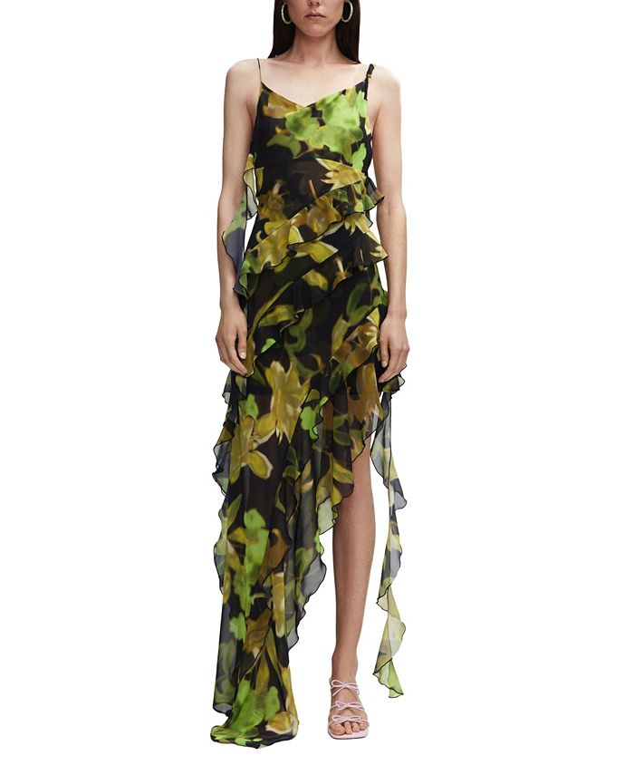 MANGO Women s Asymmetric Ruffled Dress Macy s