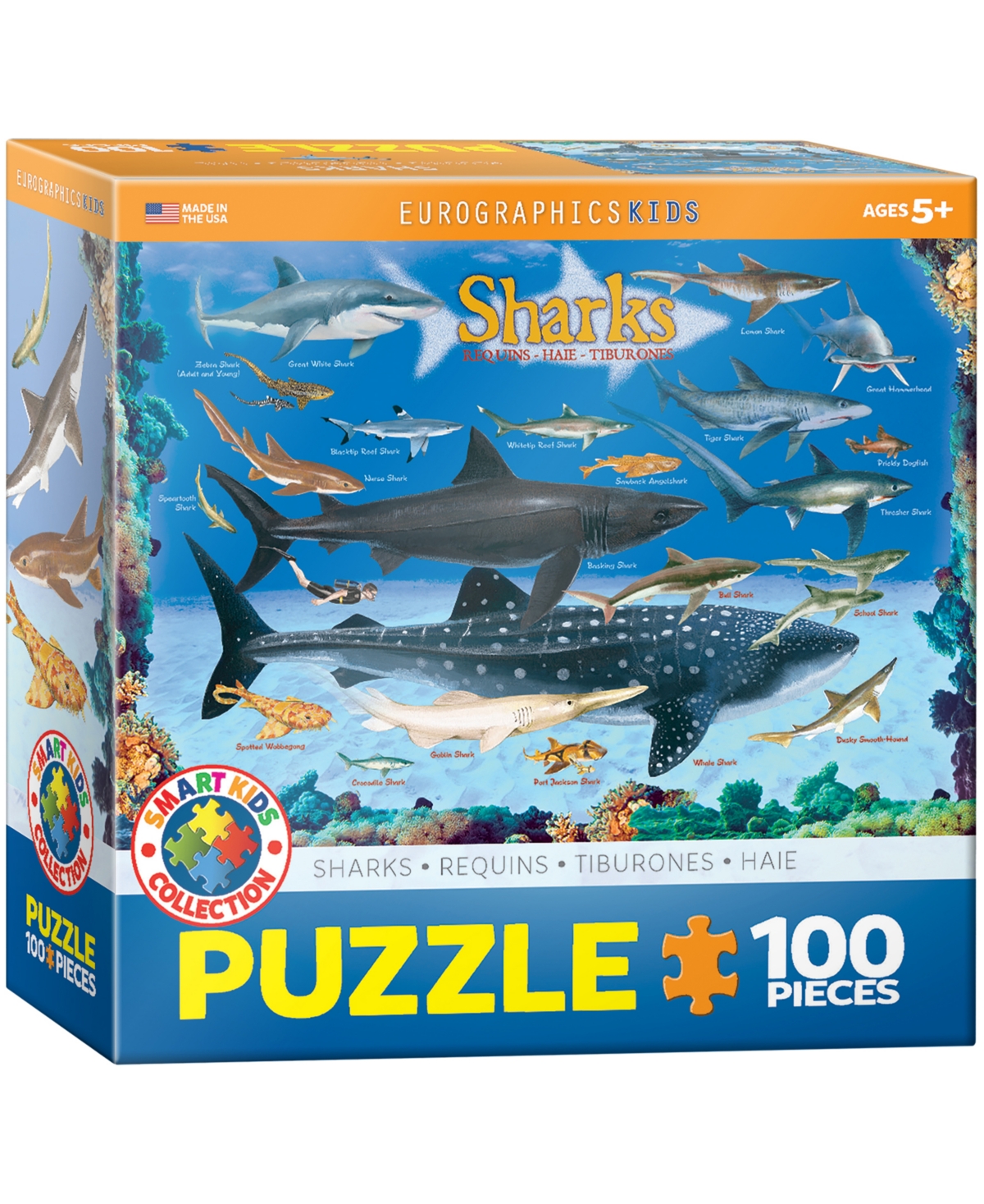 Shop University Games Eurographics Incorporated Smart Kids Collection Sharks Jigsaw Puzzle, 100 Pieces In No Color