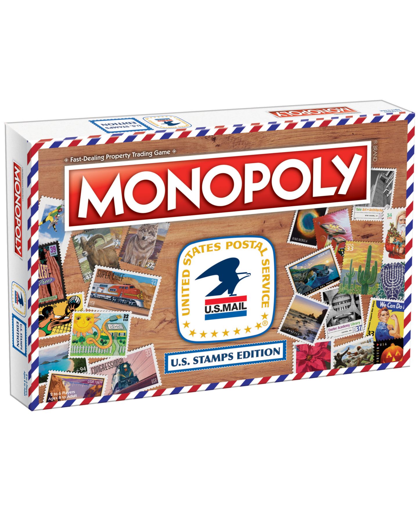 Детская настольная игра University Games Monopoly U.S. Stamps Edition Family Strategy Board Game, Ages 8+ — фото 1