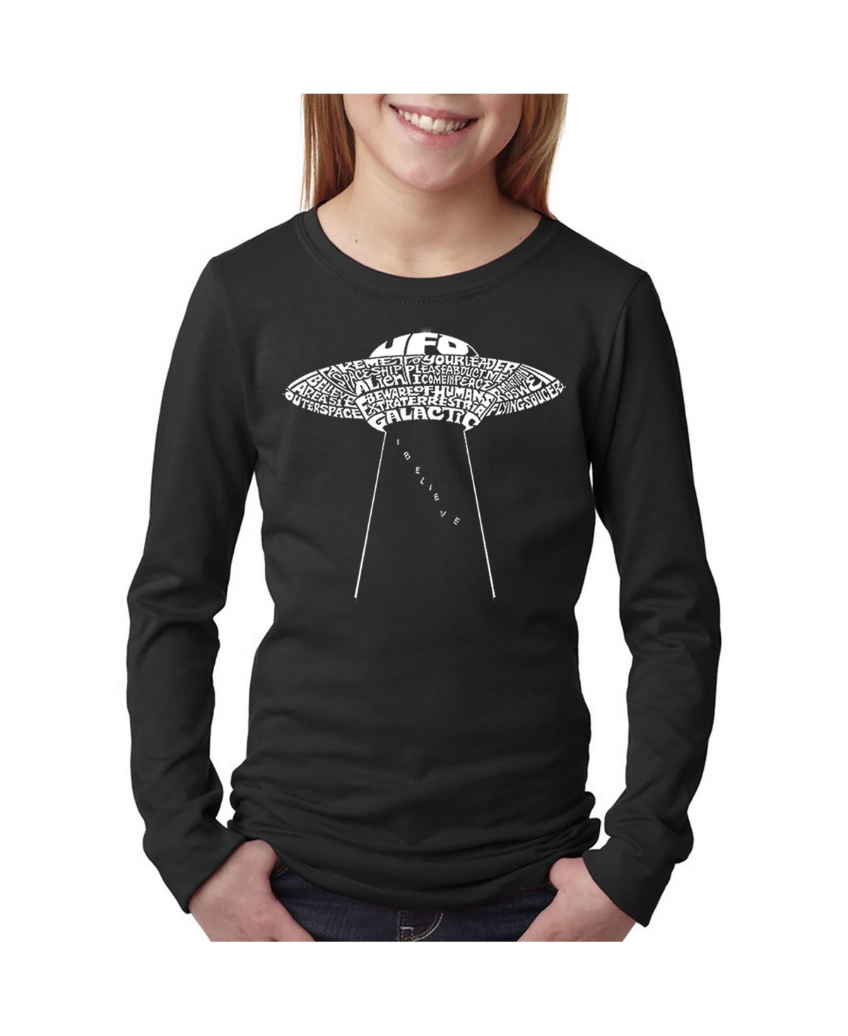 Shop La Pop Art Big Girl's Word Art Long Sleeve T-shirt In Black