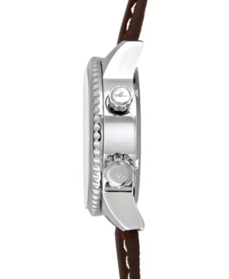 Women's Swiss WASP Tribute Tri-Time Chestnut Leather Strap Watch 33mm