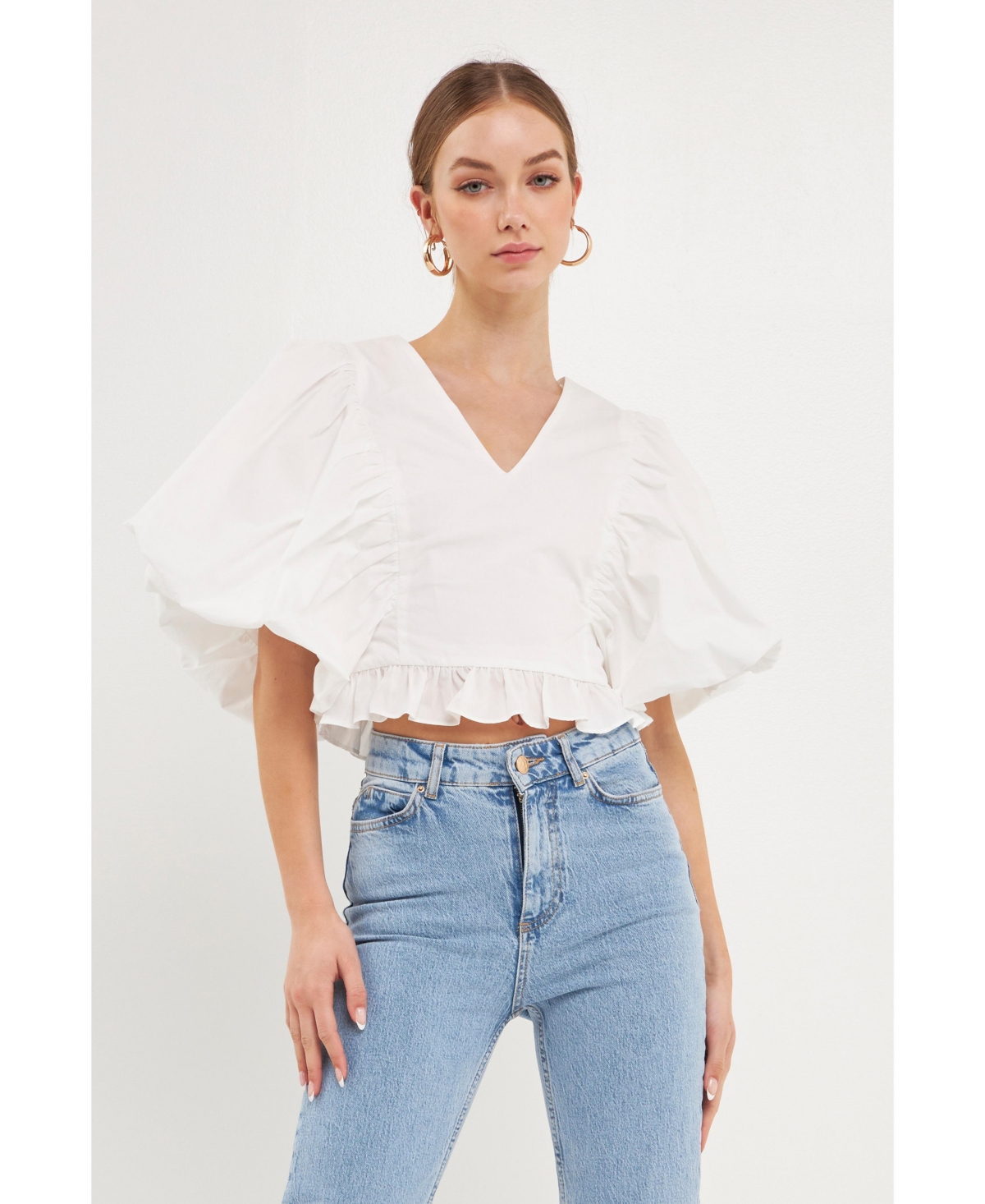 endless rose Women's Puff Sleeve Detail Top