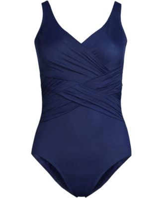 Women's DDD-Cup SlenderSuit Tummy Control V-neck Wrap One Piece Swimsuit