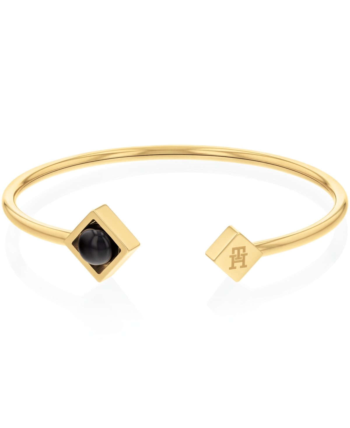 Tommy Hilfiger Women's Stone Stainless Steel Bangle Bracelet In Gold/black