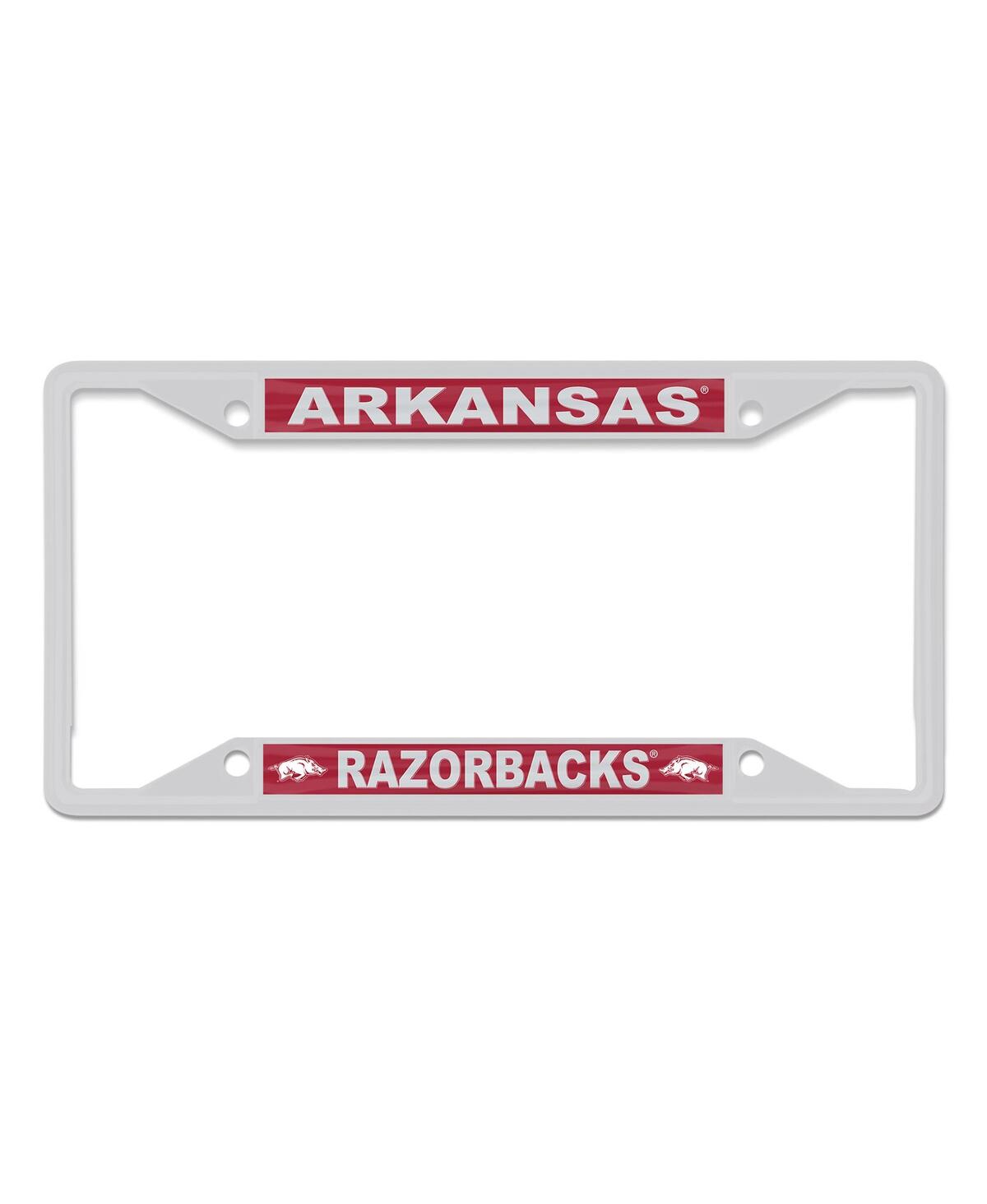 Wincraft Arkansas Razorbacks Chrome Colored License Plate Frame In White