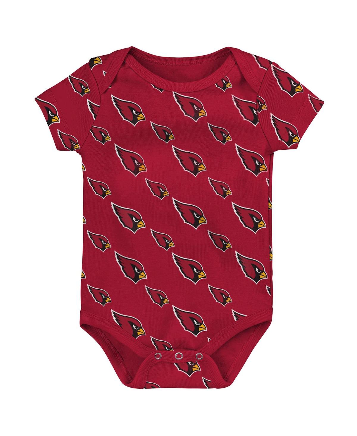 Shop Outerstuff Newborn And Infant Boys And Girls Cardinal, Gray Arizona Cardinals Two-pack Double Up Bodysuit Set In Cardinal,gray