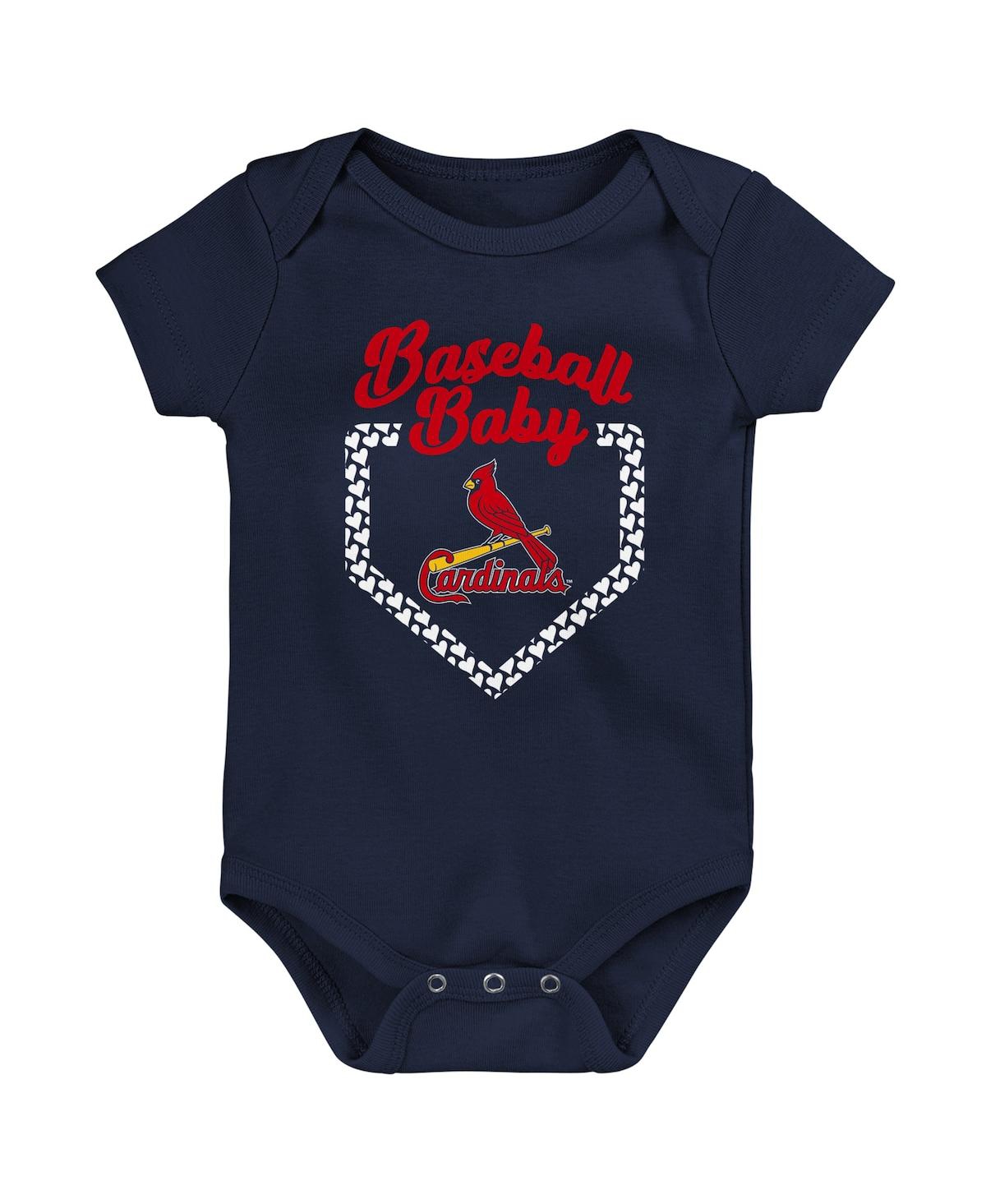 Shop Outerstuff Infant Boys And Girls Red, Navy, Pink St. Louis Cardinals Baseball Baby 3-pack Bodysuit Set In Red,navy,pink