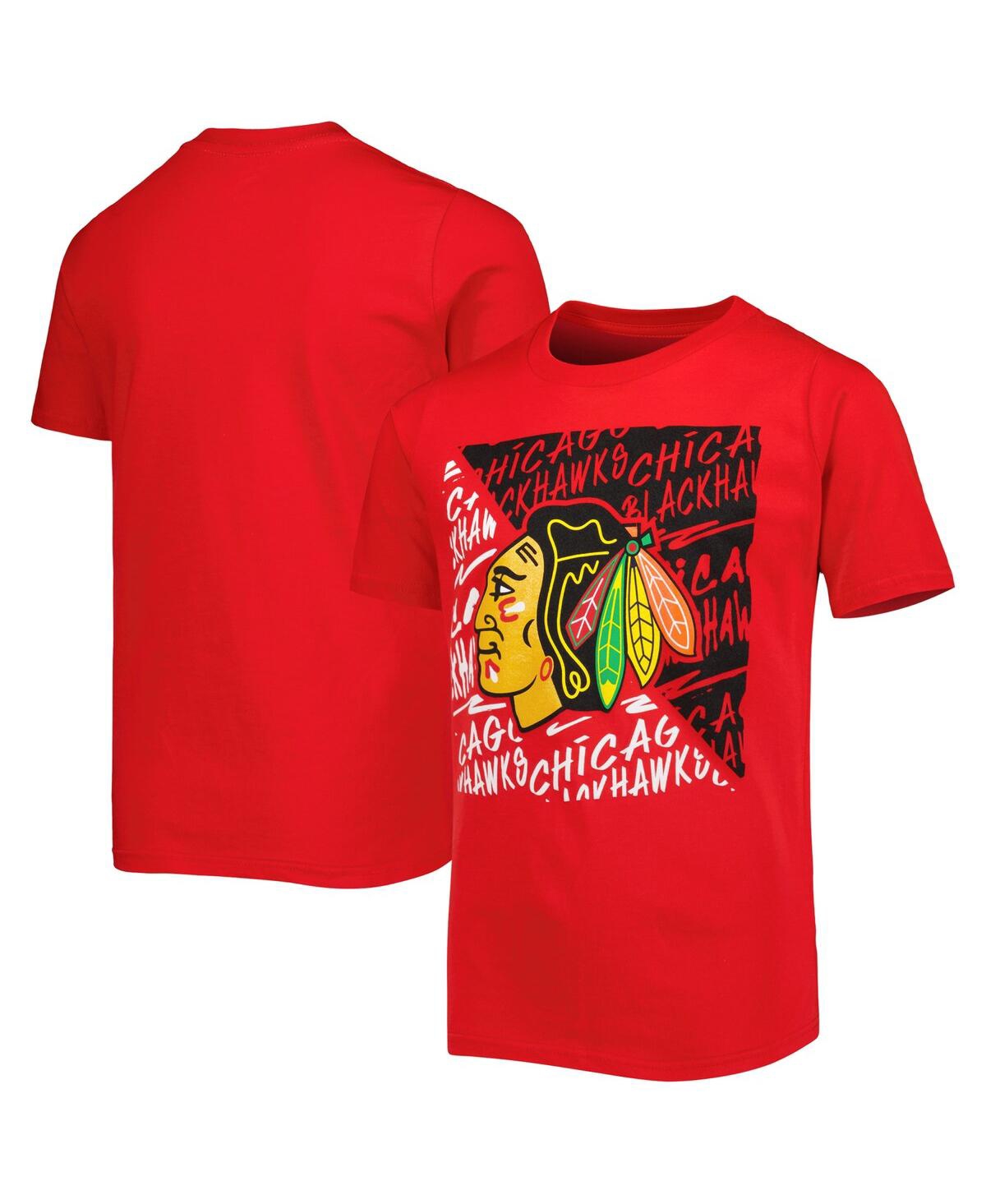 Outerstuff Youth Red Chicago Blackhawks Divide T-Shirt Size: Small