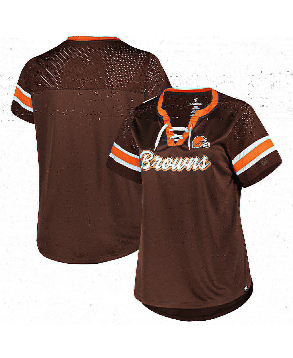Fanatics Branded Brown Cleveland Browns Plus Size Original State Lace-up T-shirt In Brown