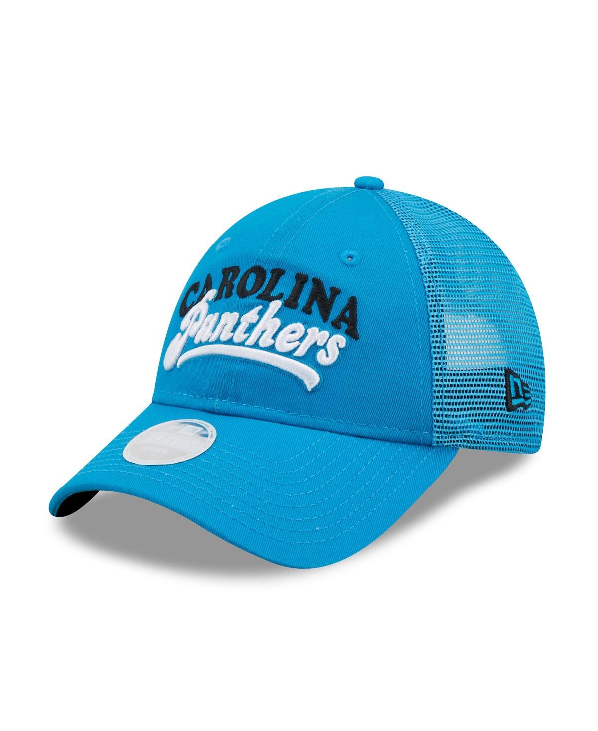 Shop New Era Women's  Blue Carolina Panthers Team Trucker 9forty Snapback Hat