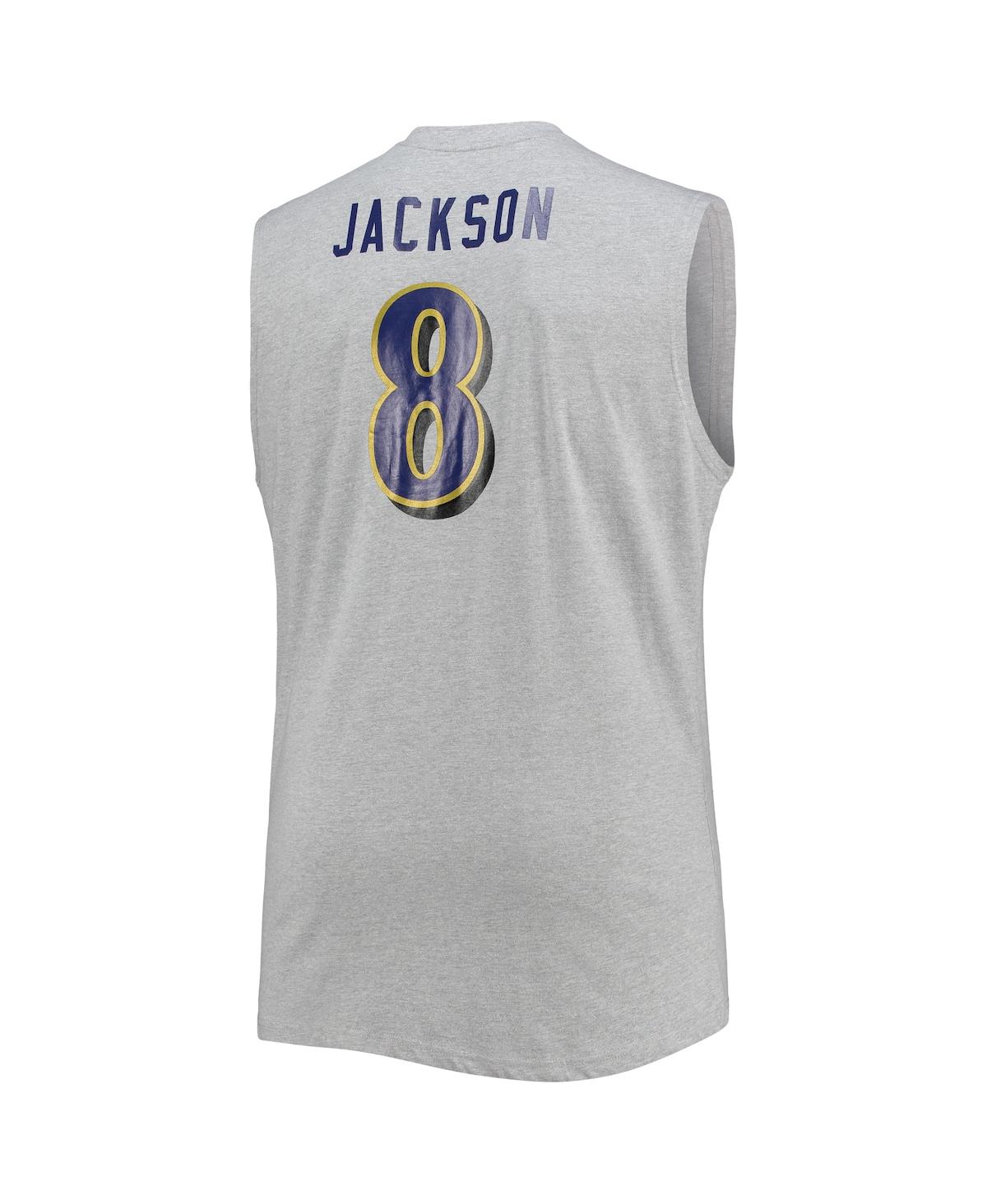 Shop Fanatics Men's Lamar Jackson Heathered Gray Baltimore Ravens Big And Tall Player Name And Number Muscle Tank  In Heather Gray