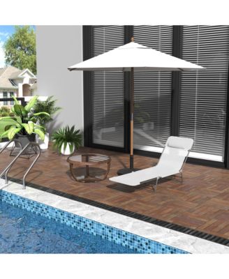 Portable Sun Lounger, Lightweight Folding Chaise Lounge Chair w/ Adjustable Backrest & Pillow for Beach, Poolside and Patio, White & Black