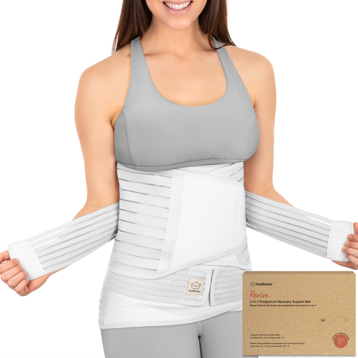 Maternity Revive 3 in 1 Postpartum Belly Band Wrap, Post Partum Recovery, Postpartum Waist Binder Shapewear - Warm tan