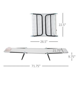Portable Sun Lounger, Lightweight Folding Chaise Lounge Chair w/ Adjustable Backrest & Pillow for Beach, Poolside and Patio, White & Black