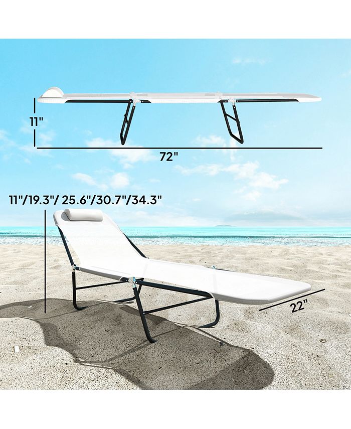 Portable Sun Lounger, Adjustable Backrest PillowBeige main image 1