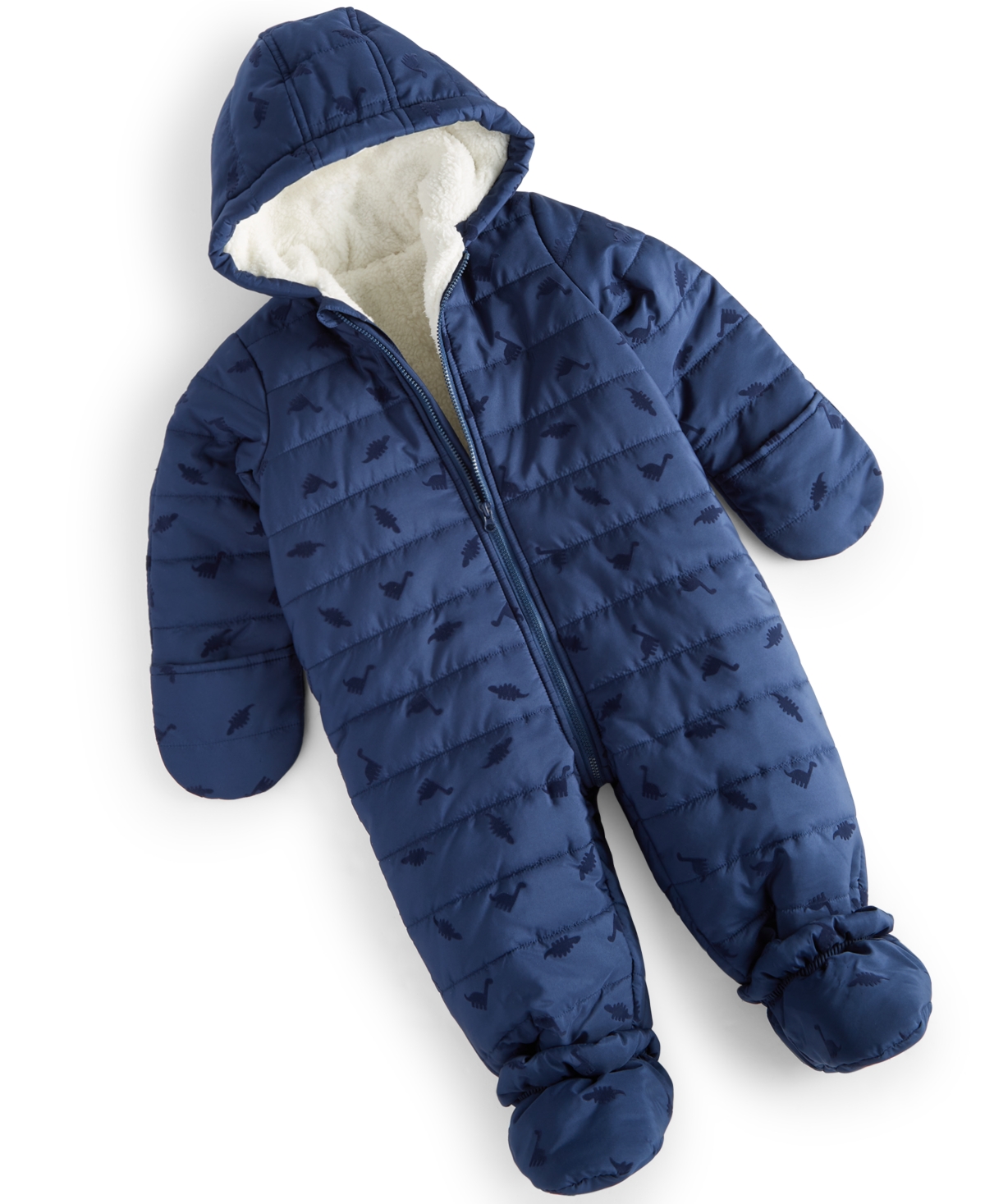 First Impressions Baby Boys Dinosaur Snowsuit, Created For Macy's In Navy Sea
