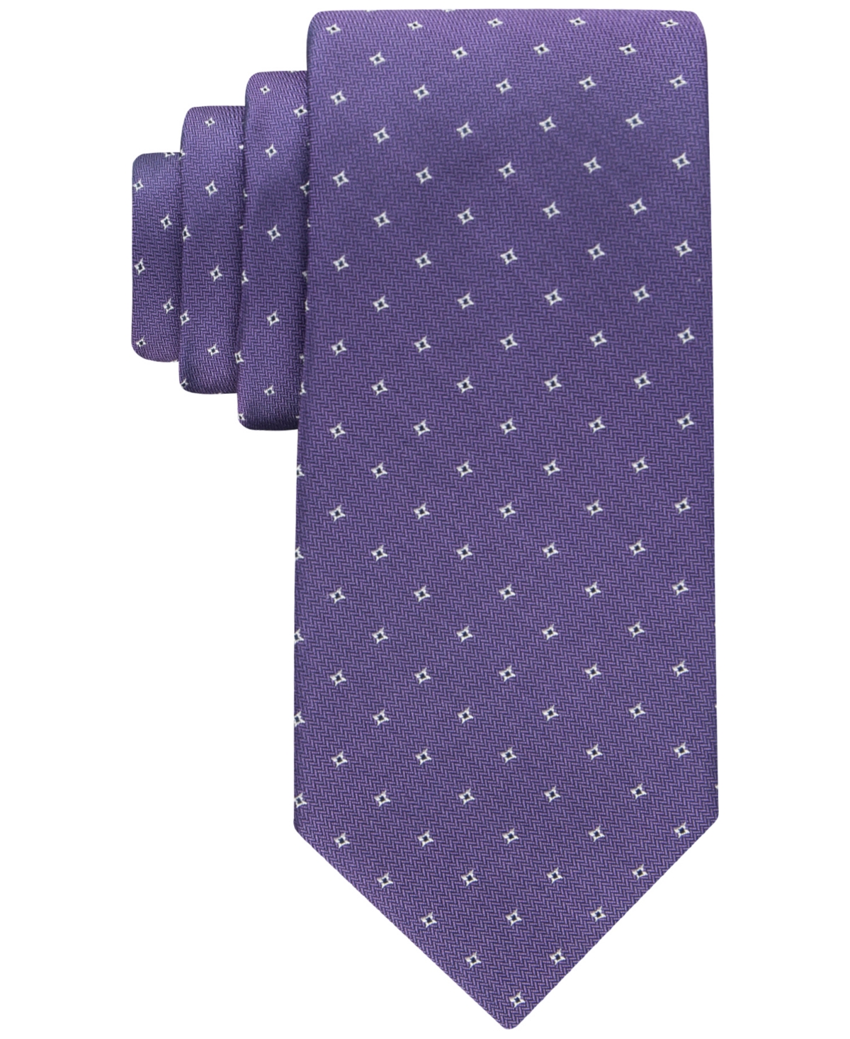 Calvin Klein Men's Herringbone Star-dot Tie In Purple