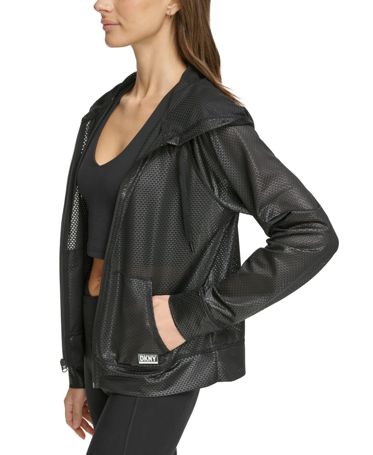 Dkny Sport Women's Honeycomb Mesh Full-Zip Hoodie