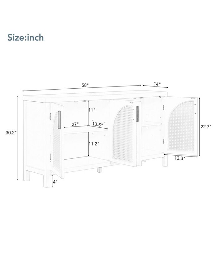 Simplie Fun Large Storage Space Sideboard with Artificial Rattan Door