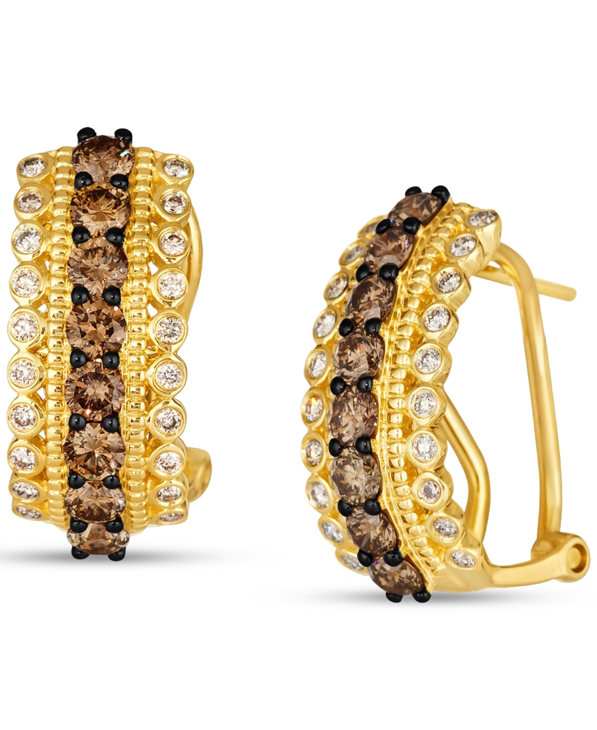Chocolate Diamond & Nude Diamond Half Hoop Earrings (1-1/2 ct. t.w.) in 14k Gold - K Honey Gold Earrings