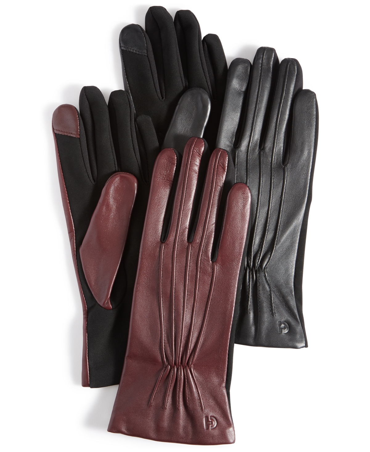 Cole Haan Women's Leather Points Stretch Gloves In Black