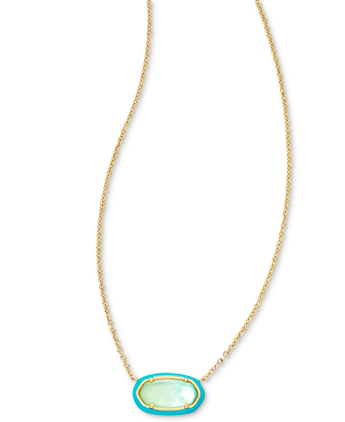 Kendra Scott 14k Gold-plated Color-framed Stone 19" Adjustable Pendant Necklace In Sea Green Ombre Illusion