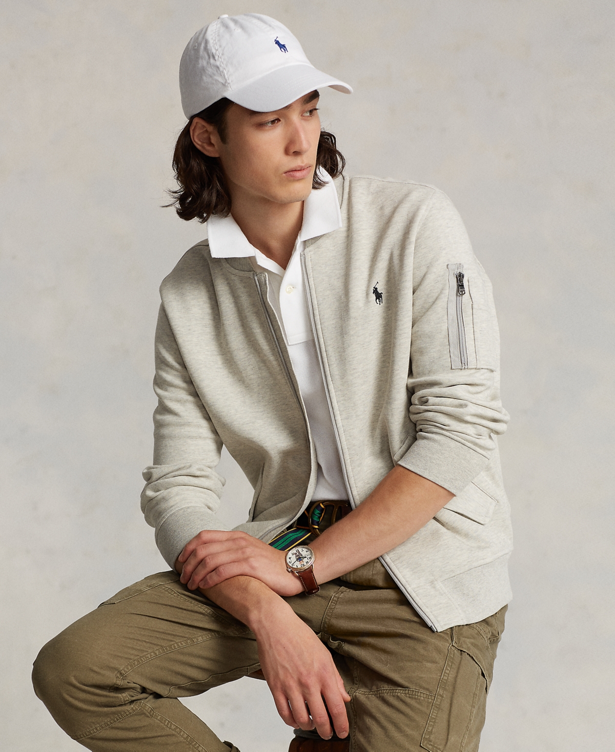 Polo double cheap knit bomber jacket