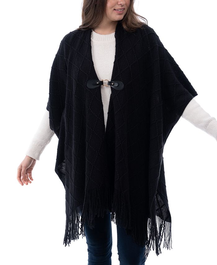 Style & Co Women's Fringe-Trim Toggle-Buckle Cape Sweater, Created for ...