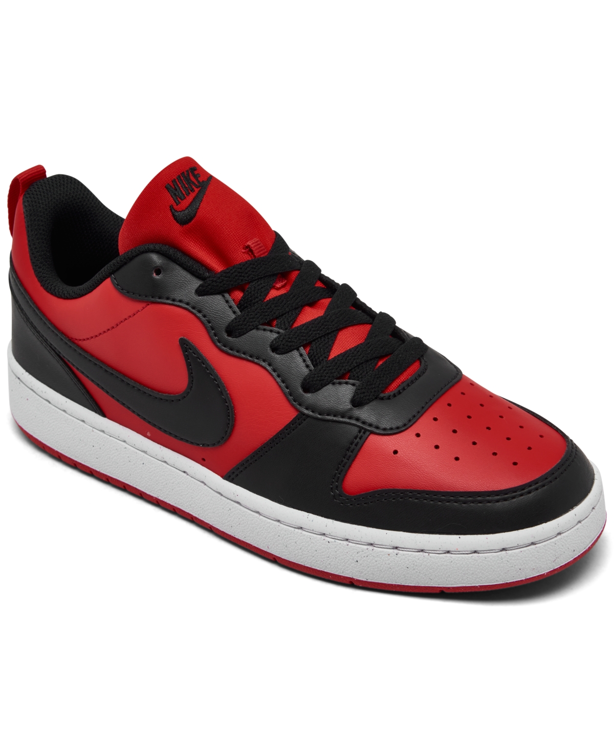 Nike Kids Black & Red Court Borough Low 2 Little Kids Sneakers In University Red,black,white