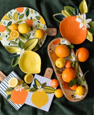 Citrus Print Wood Medium Round Board 12''