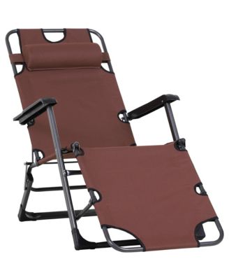 Outsunny - 120degree(s)/180degree(s) Reclining Chaise Lounge Chair with Pillow Oxford Fabric Brown