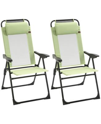 Set of 2 Folding Patio Chairs w/ Reclining and Headrest,