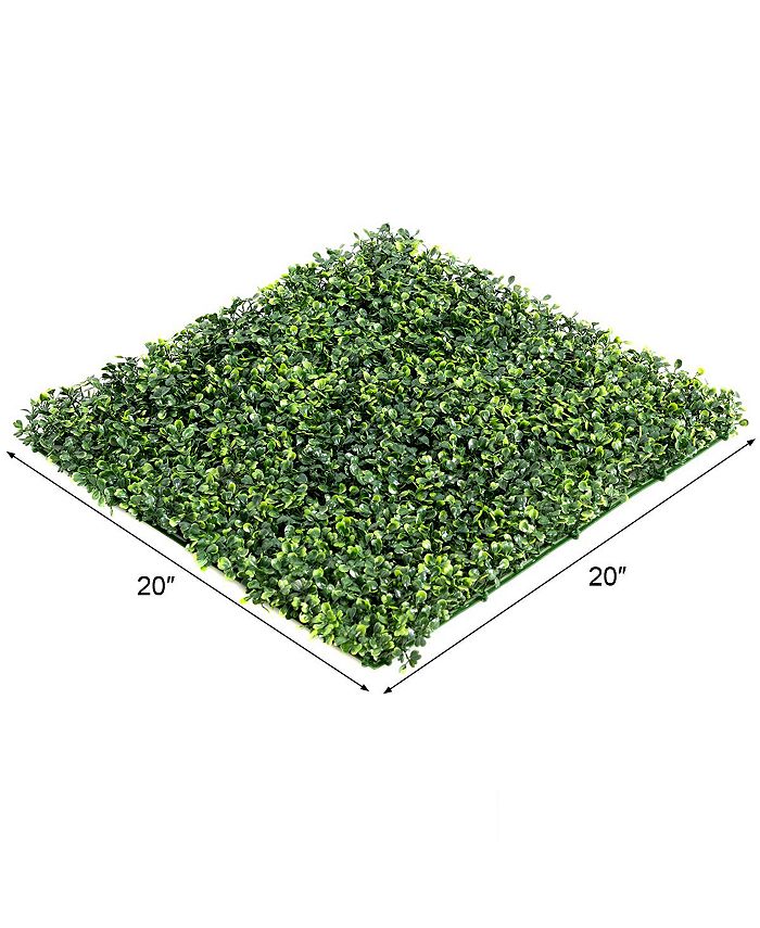 Costway 12 PCS 20''x20'' Artificial Boxwood Plant Wall Panel Hedge