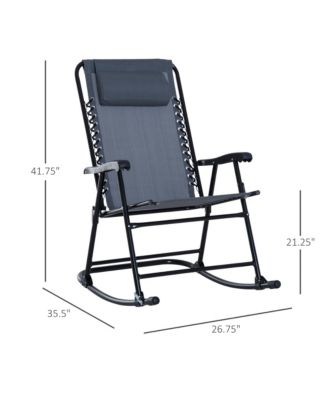 Folding Rocking Chairs, Outdoor Camping Chairs w/ Headrests,