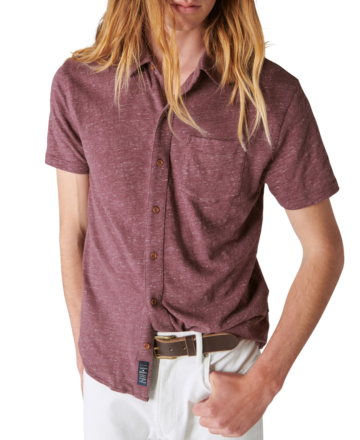 Lucky Brand Short Sleeve Button-up Shirt In Huckleberry
