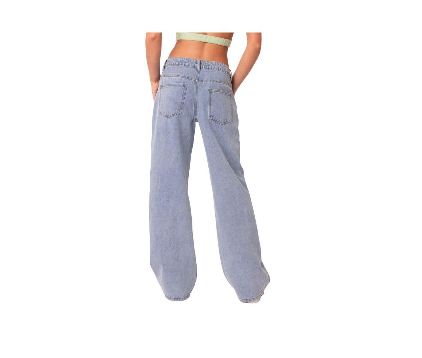 Женские джинсы Edikted Raelynn Washed Low Rise, цвет: Синий — фото 2