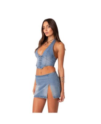 Katrina lace up denim corset