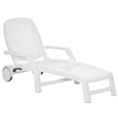 Pool Lounge Chair w/ Wheels, Reclining, Folding, Storage,