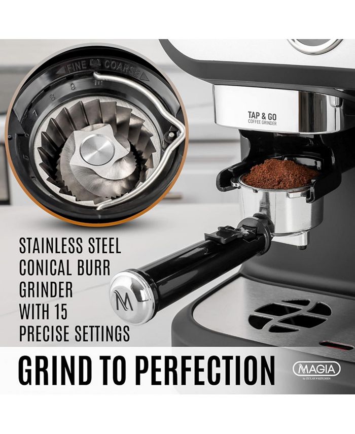 Zulay Kitchen Magia Manual Espresso Machine with Grinder and Milk