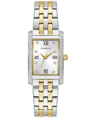 Caravelle - Women's Dress Crystal Accent Two-Tone Stainless Steel Bracelet Watch 22mm