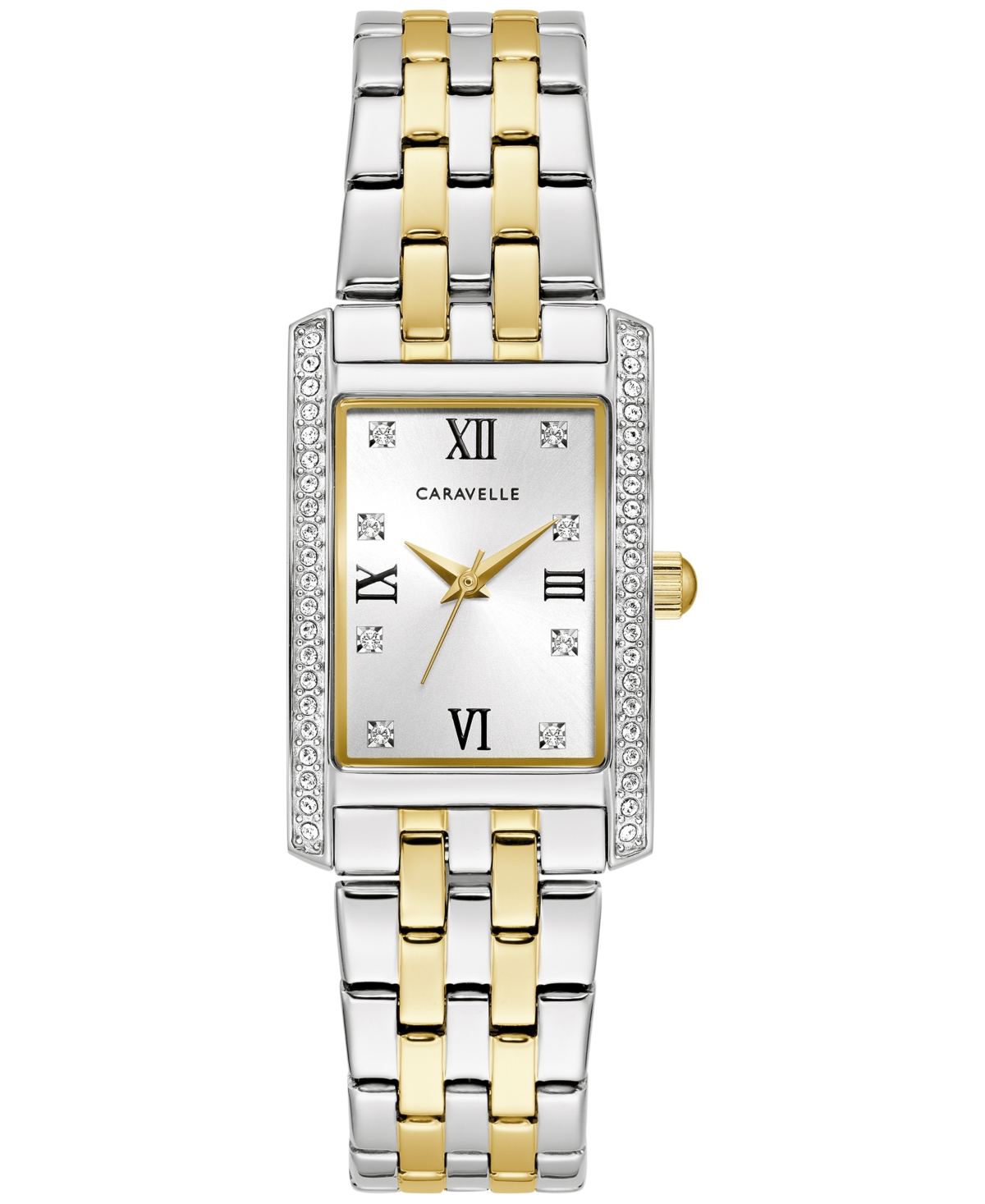 Caravelle Designed By Bulova Women's Dress Crystal Accent Two-tone Stainless Steel Bracelet Watch 22mm