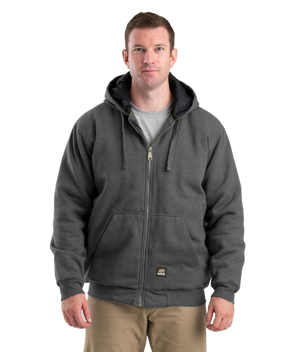 Men's Tall Highland Insulated Full-Zip Hooded Sweatshirt - Graphite